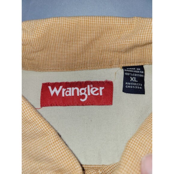 Wrangler Shirt Mens XL Button Up Orange White Micro Houndstooth Cotton - Picture 5 of 9